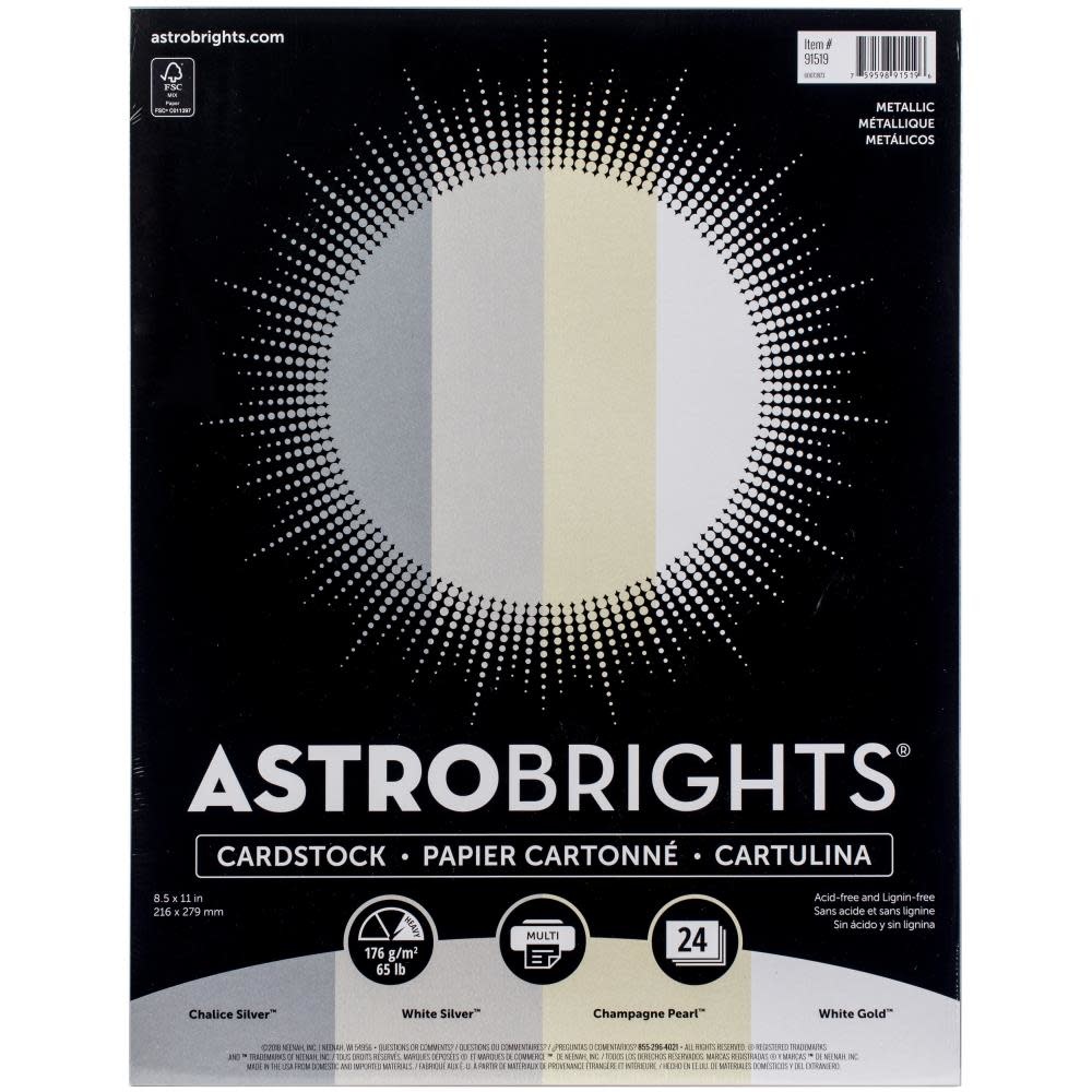 NEENAH NEENAH ASTROBRIGHTS METALLIC CARDSTOCK 8.5x11 24/PACK
