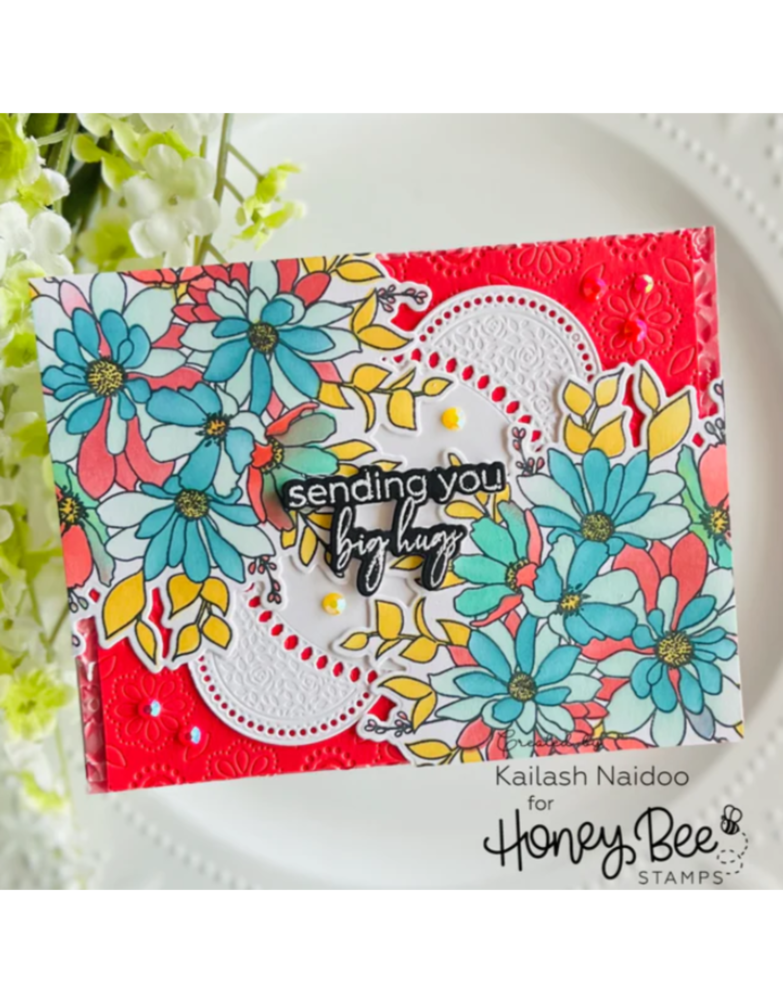 HONEY BEE HONEY BEE STAMPS DAISY LAYERS BOUQUET A2 STENCIL SET 6/PK