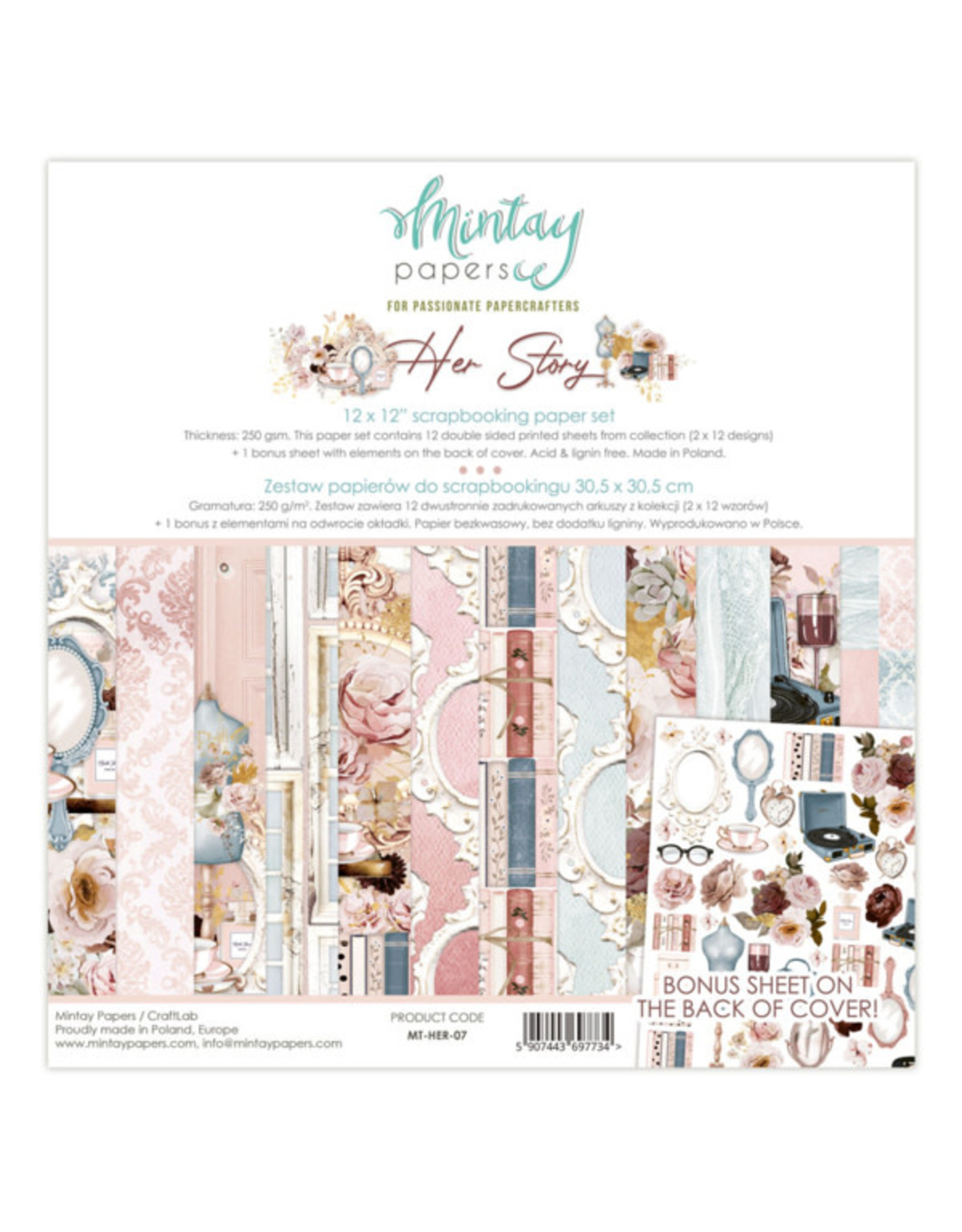 MINTAY MINTAY HER STORY 12x12 COLLECTION PACK 12 SHEETS + BONUS CUTOUTS