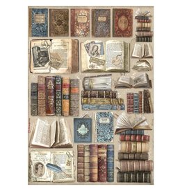 STAMPERIA STAMPERIA VINTAGE LIBRARY BOOKS RICE PAPER DECOUPAGE 21X29.7CM
