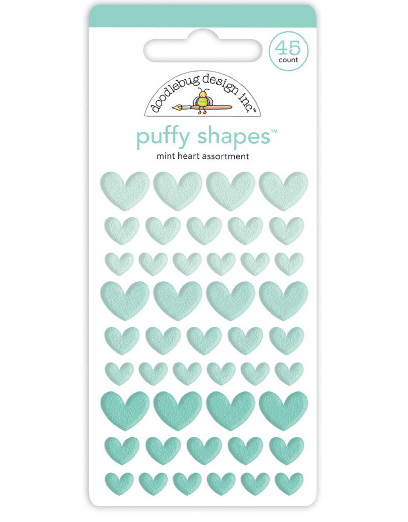 DOODLEBUG DESIGN DOODLEBUG DESIGN MINT HEART ASSORTMENT PUFFY SHAPES PUFFY STICKERS