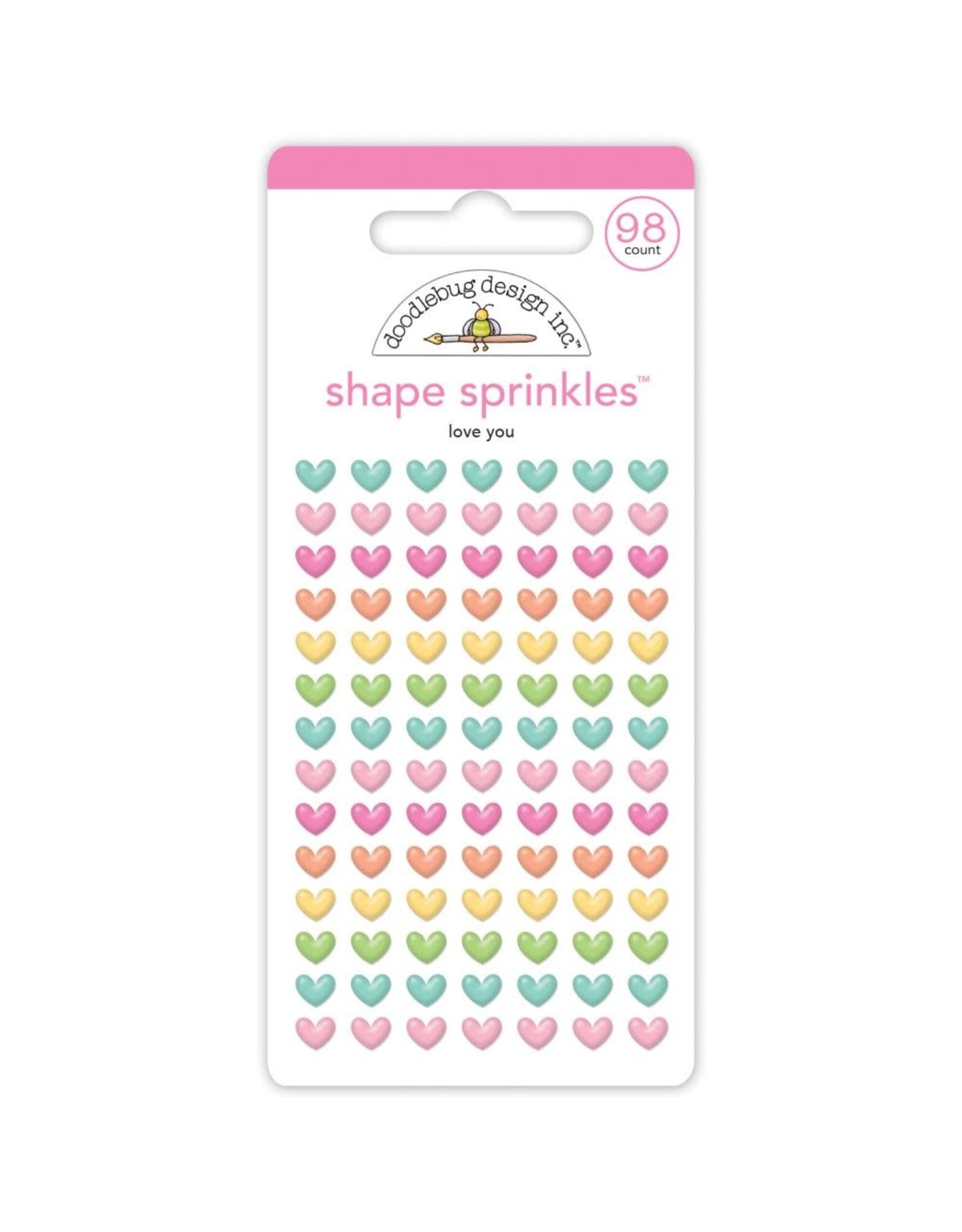 DOODLEBUG DESIGNS DOODLEBUG DESIGN LOVE YOU SHAPE SPRINKLES EPOXY STICKERS