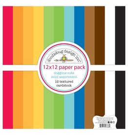 DOODLEBUG DESIGN DOODLEBUG DESIGN DOGGONE CUTE 12x12 PAPER PACK SOLID ASSORTMENT