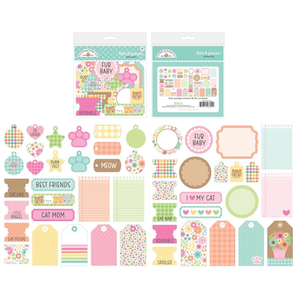 DOODLEBUG DESIGN DOODLEBUG DESIGN PRETTY KITTY BITS & PIECES DIE CUTS 48/PK
