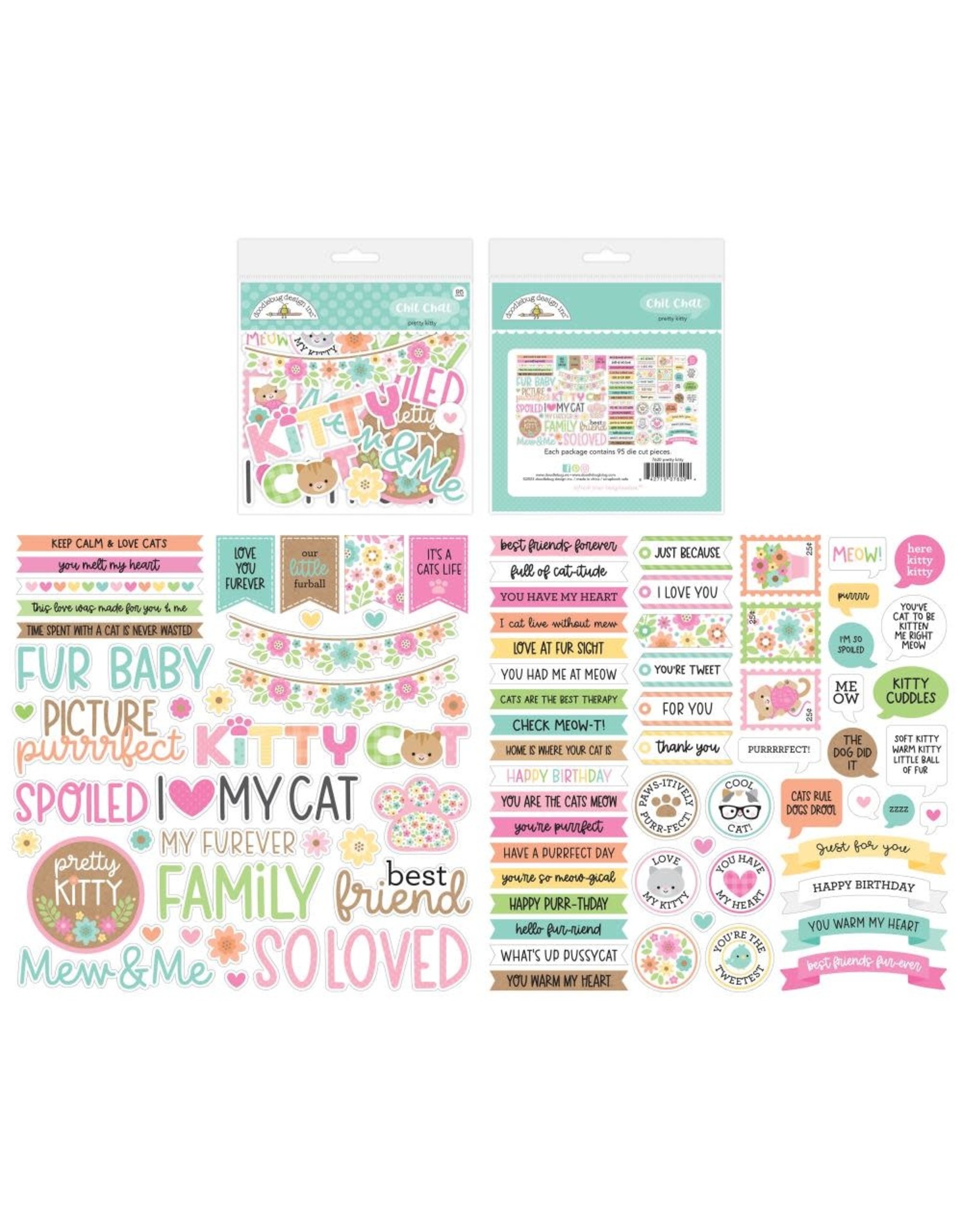 DOODLEBUG DESIGN DOODLEBUG DESIGN PRETTY KITTY CHIT CHAT DIE CUTS 95/PK