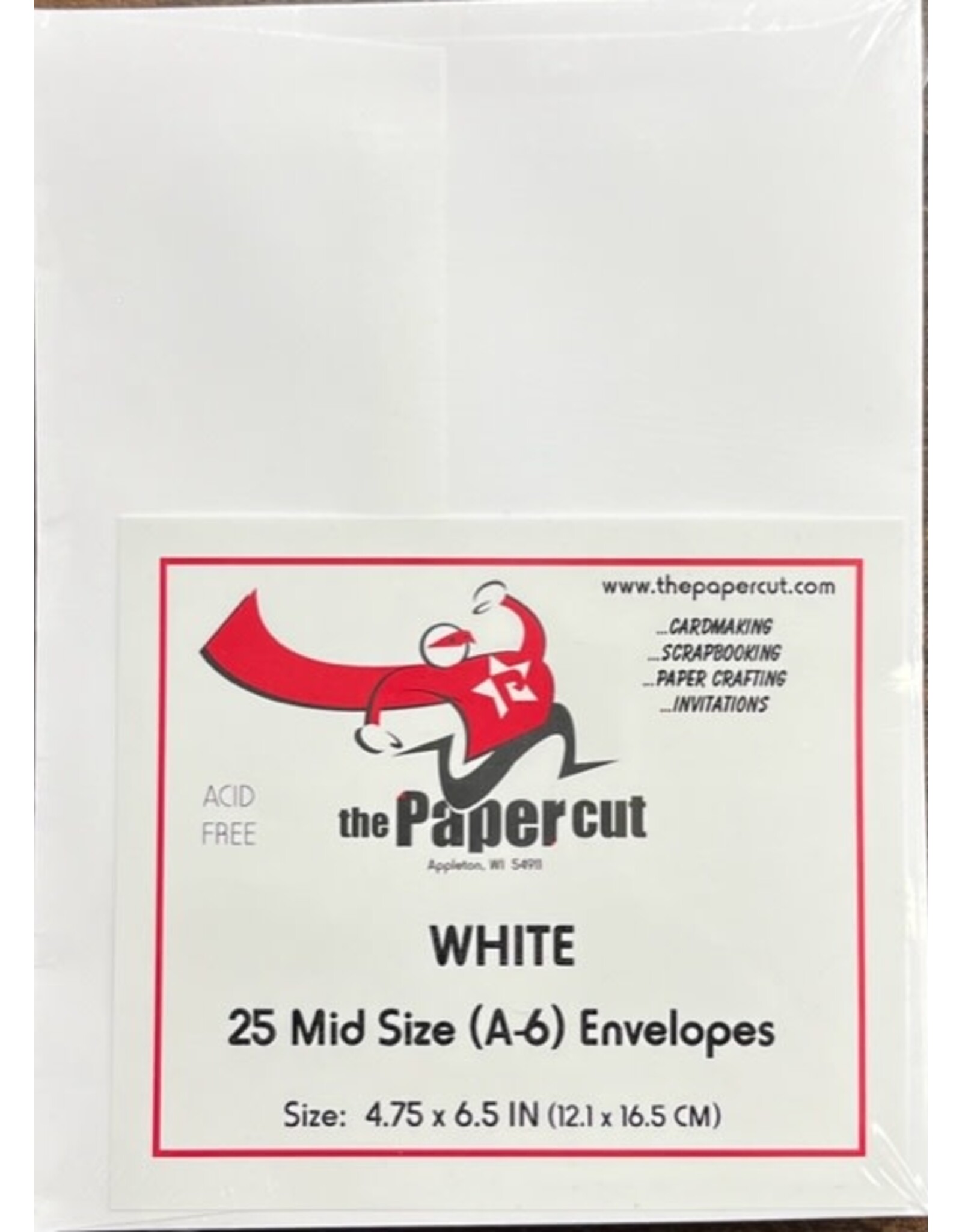 PAPER CUT THE PAPER CUT 25 - 70 LB WHITE COUGAR OPAQUE MID-SIZE (A6) ENVELOPES