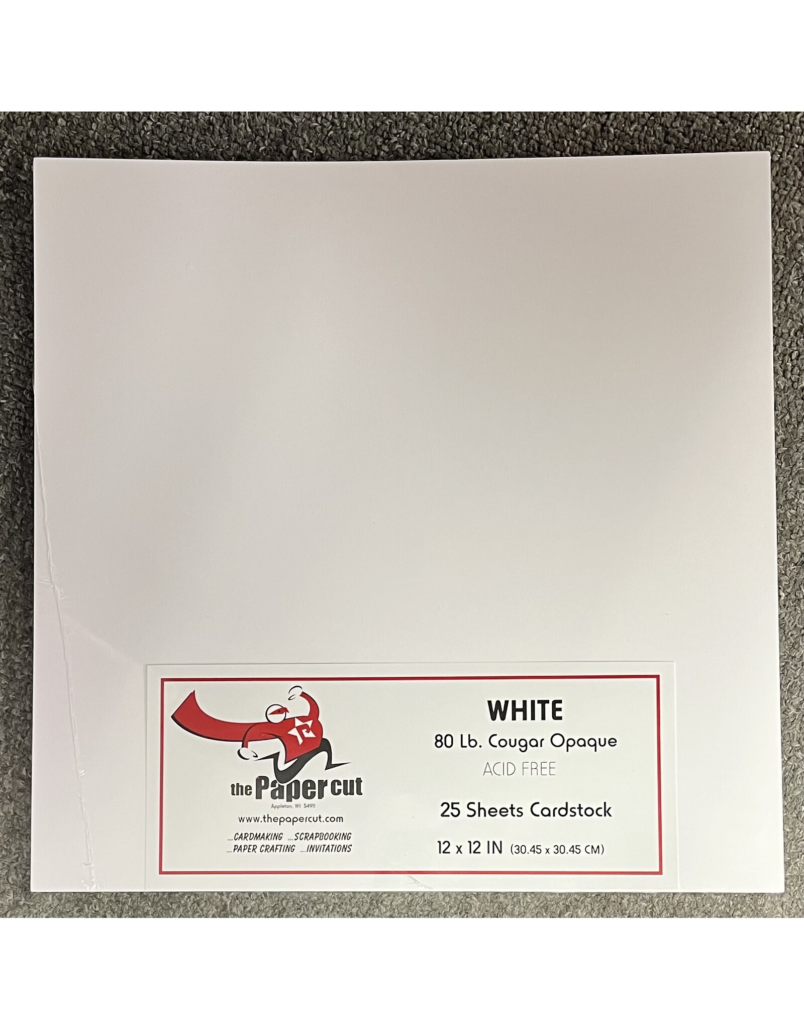 PAPER CUT THE PAPER CUT 80 LB WHITE COUGAR OPAQUE 12x12 CARDSTOCK 25 SHEETS