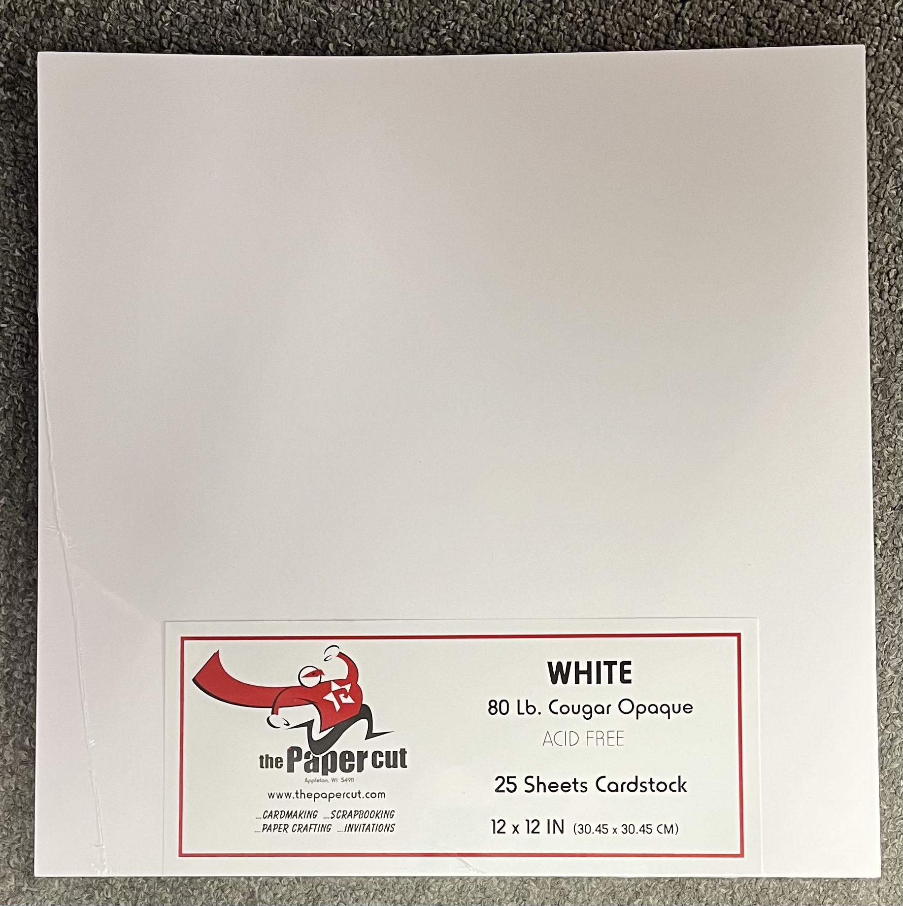 PAPER CUT THE PAPER CUT 80 LB WHITE COUGAR OPAQUE 12x12 CARDSTOCK 25 SHEETS  - Scrapbook Centrale