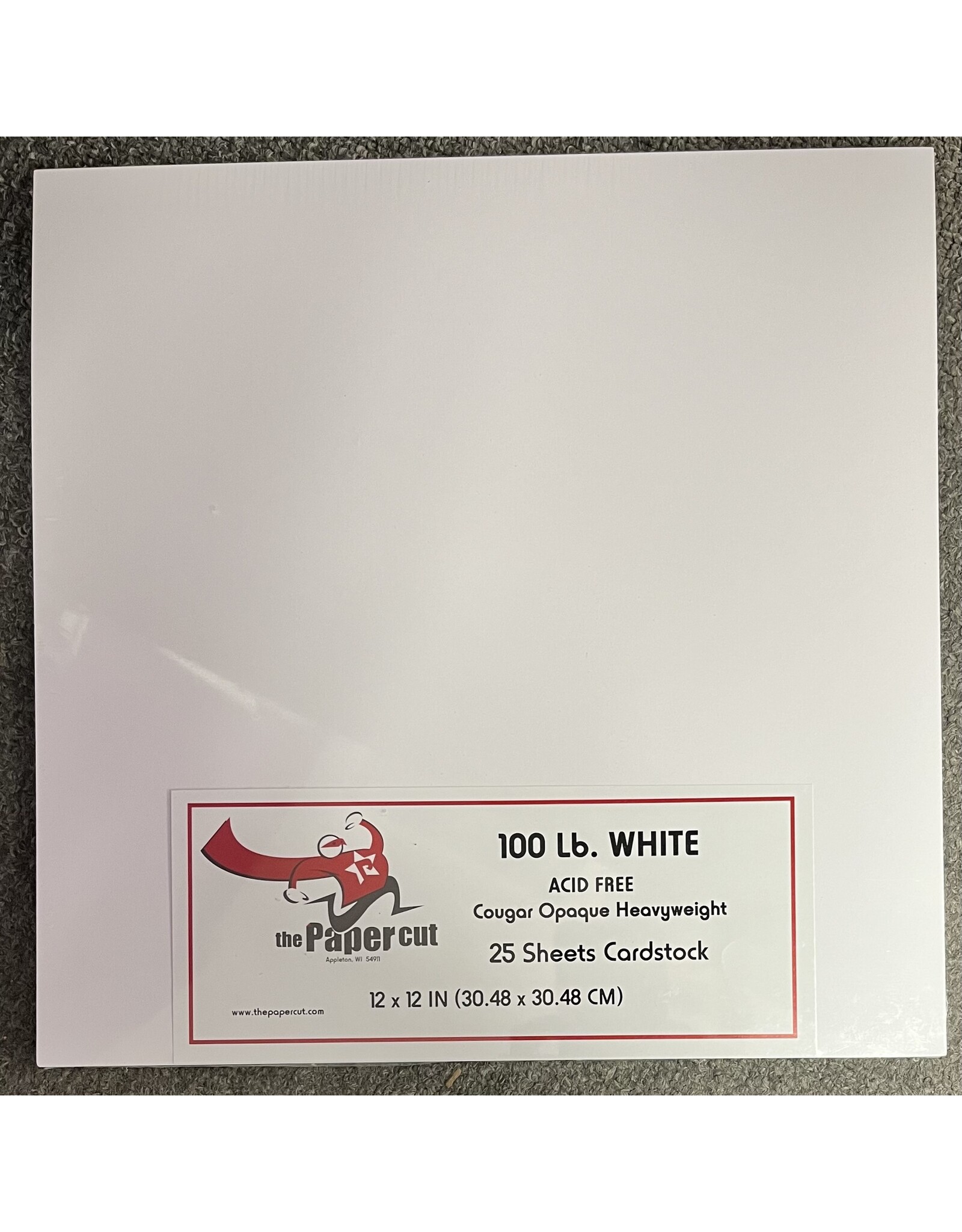 PAPER CUT THE PAPER CUT 100 LB WHITE COUGAR OPAQUE 12x12 CARDSTOCK 25  SHEETS - Scrapbook Centrale