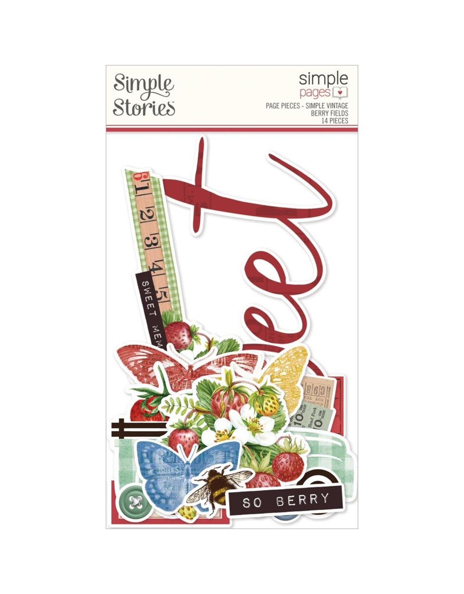 SIMPLE STORIES SIMPLE STORIES SIMPLE VINTAGE BERRY FIELDS SIMPLE PAGES PAGE PIECES 14/PK
