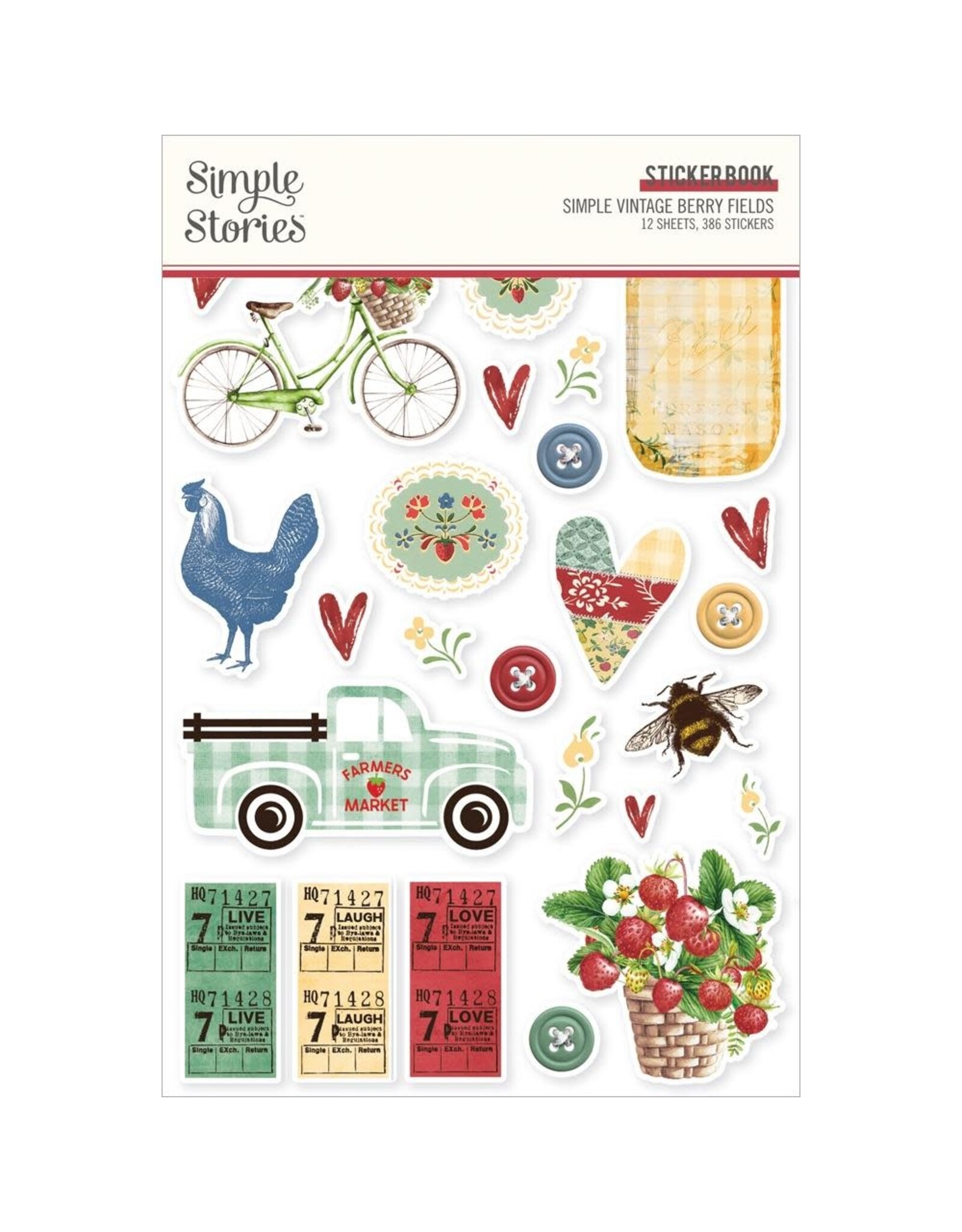 SIMPLE STORIES SIMPLE STORIES SIMPLE VINTAGE BERRY FIELDS STICKER BOOK 12 SHEETS