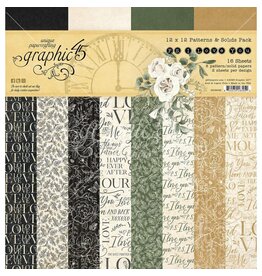 GRAPHIC 45 GRAPHIC 45 P.S. I LOVE YOU PATTERNS & SOLIDS COLLECTION PAD 12x12 16 SHEETS
