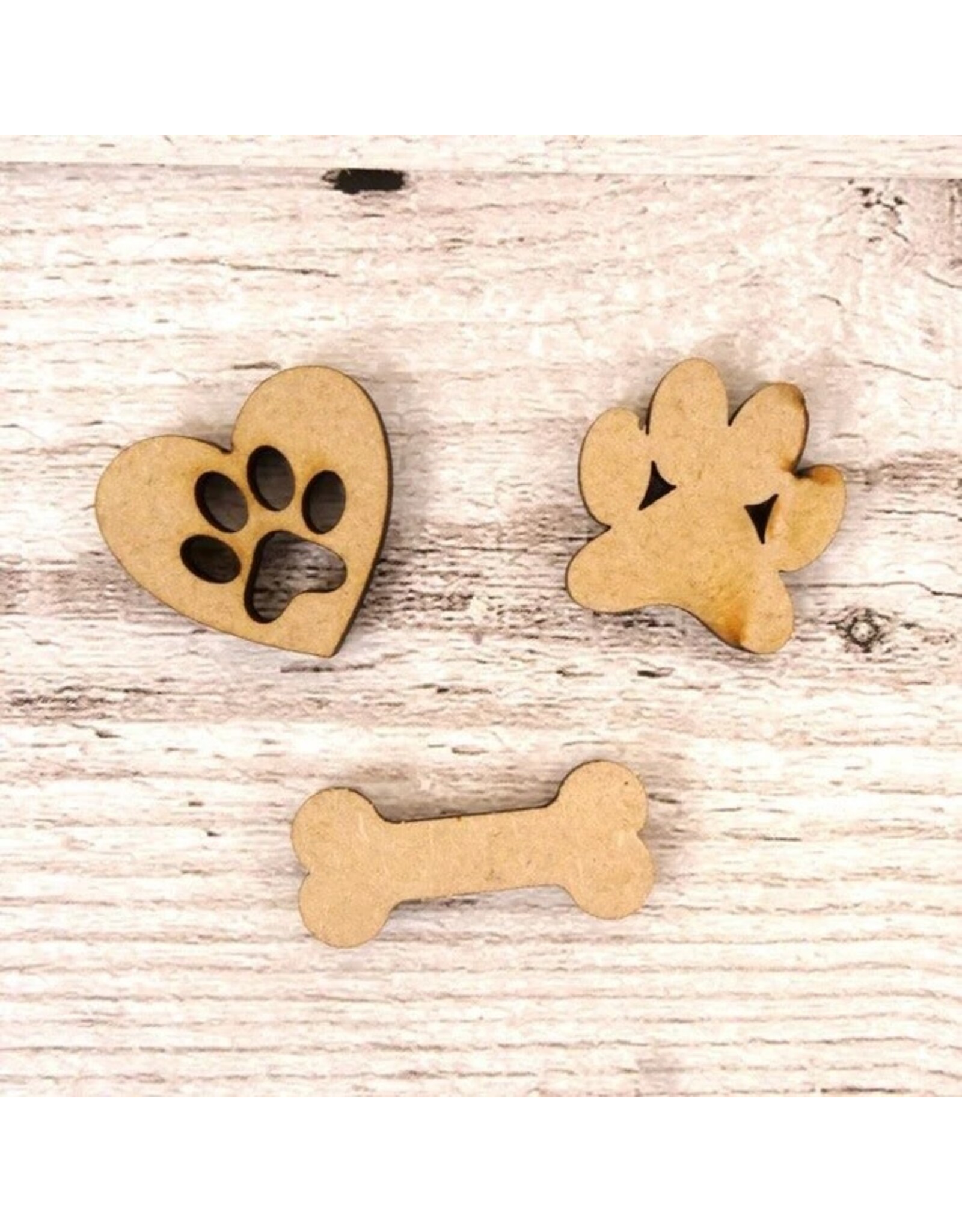 HUNKYDORY CRAFTS LTD. HUNKYDORY HEARTS, BONES & PAWPRINTS MDF SHAPES
