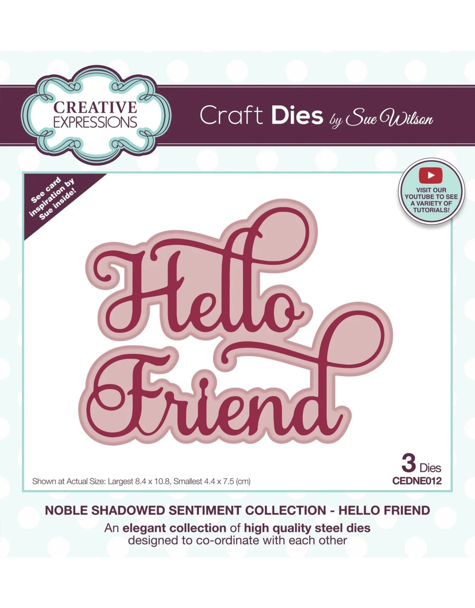 CREATIVE EXPRESSIONS CREATIVE EXPRESSIONS SUE WILSON NOBEL SHADOWED SENTIMENT COLLECTION - HELLO FRIEND DIE SET