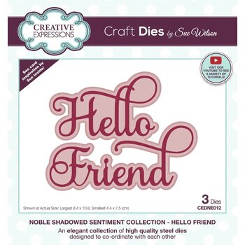 CREATIVE EXPRESSIONS CREATIVE EXPRESSIONS SUE WILSON NOBEL SHADOWED SENTIMENT COLLECTION - HELLO FRIEND DIE SET