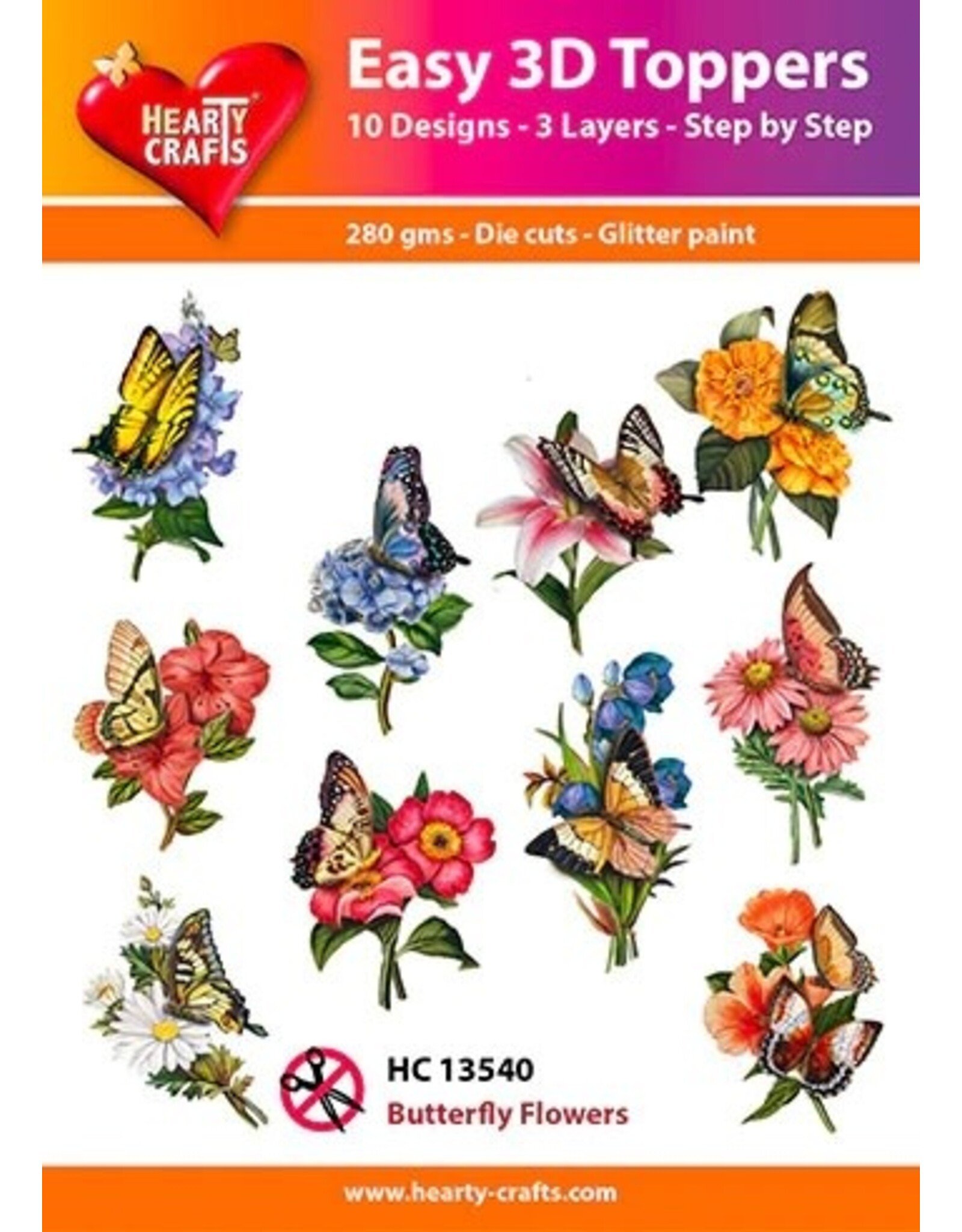 HEARTY CRAFTS HEARTY CRAFTS BUTTERFLY FLOWERS EASY 3D TOPPERS