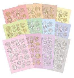 HUNKYDORY CRAFTS LTD. HUNKYDORY STICKABLES PRETTY PASTELS FOILED FLOWERS DIE-CUT SELF ADHESIVE SHEETS 12/PACK