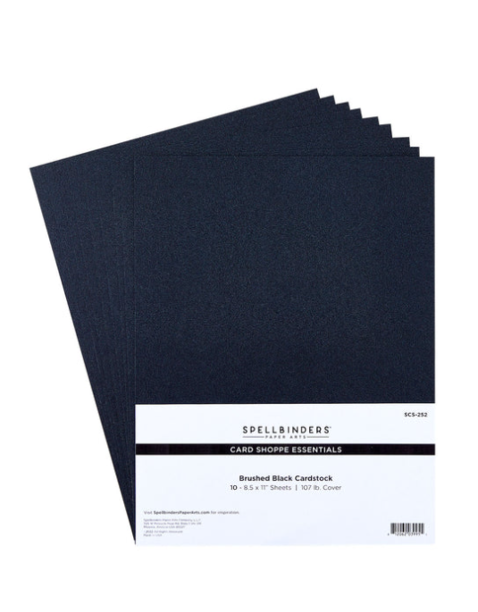 SPELLBINDERS SPELLBINDERS BRUSHED BLACK CARD SHOPPE ESSENTIALS CARDSTOCK 8.5x11 10/PK