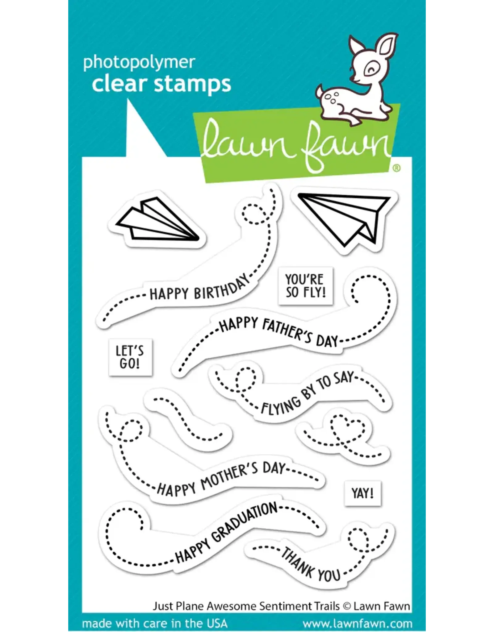 LAWN FAWN LAWN FAWN JUST PLANE AWESOME SENTIMENT TRAILS CLEAR STAMP SET