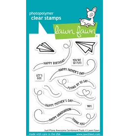 LAWN FAWN LAWN FAWN JUST PLANE AWESOME SENTIMENT TRAILS CLEAR STAMP SET