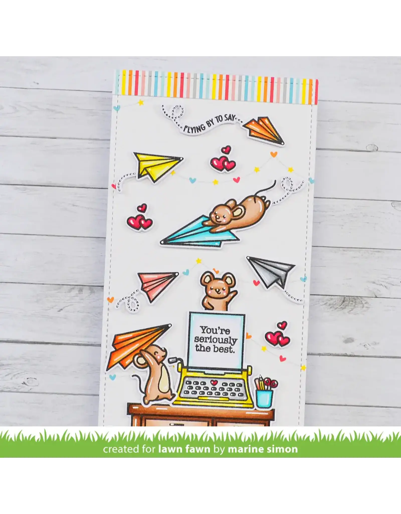 LAWN FAWN LAWN FAWN JUST PLANE AWESOME SENTIMENT TRAILS CLEAR STAMP SET