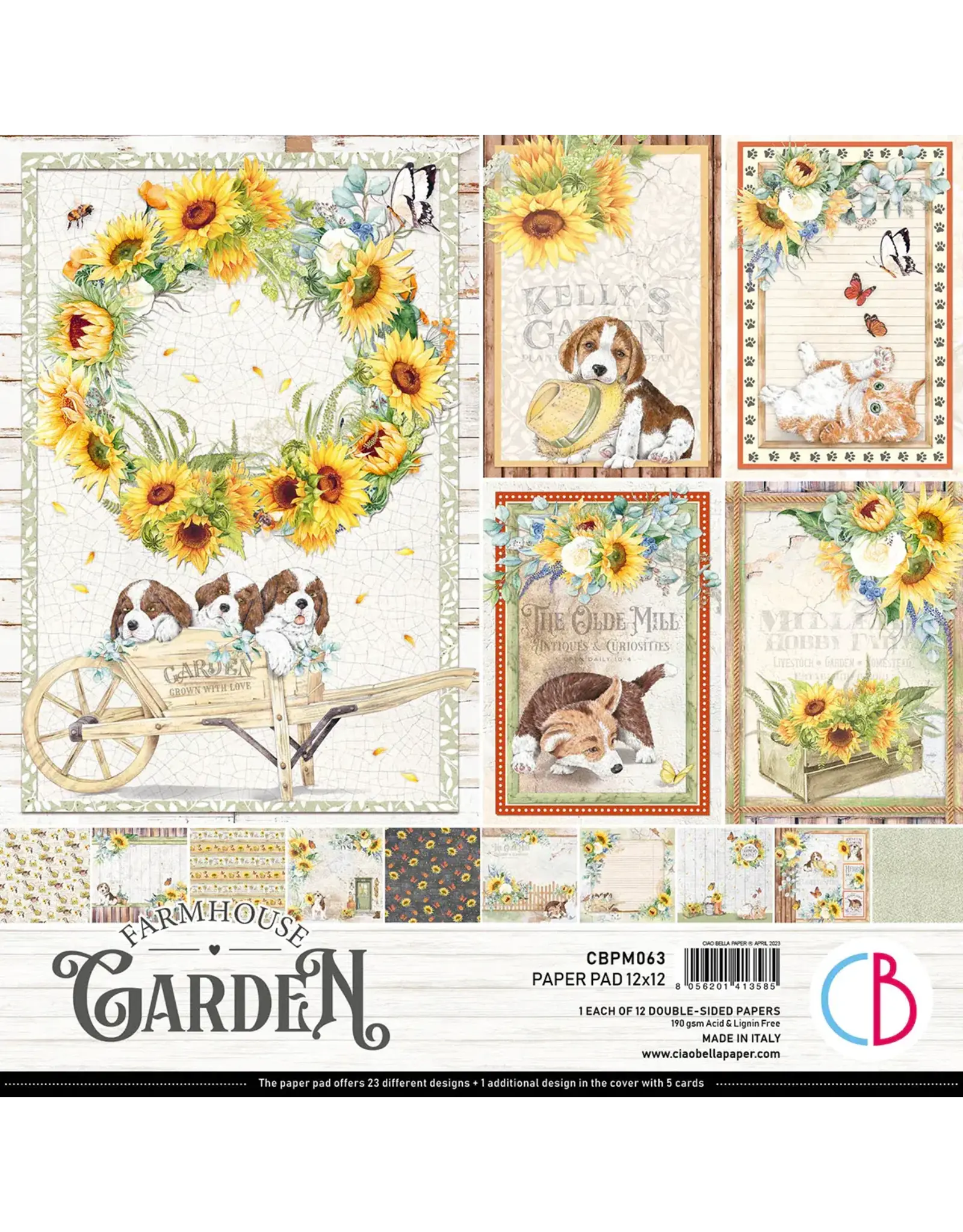 Ciao Bella Farmhouse Garden Paper Pad 12x12 12/Pkg