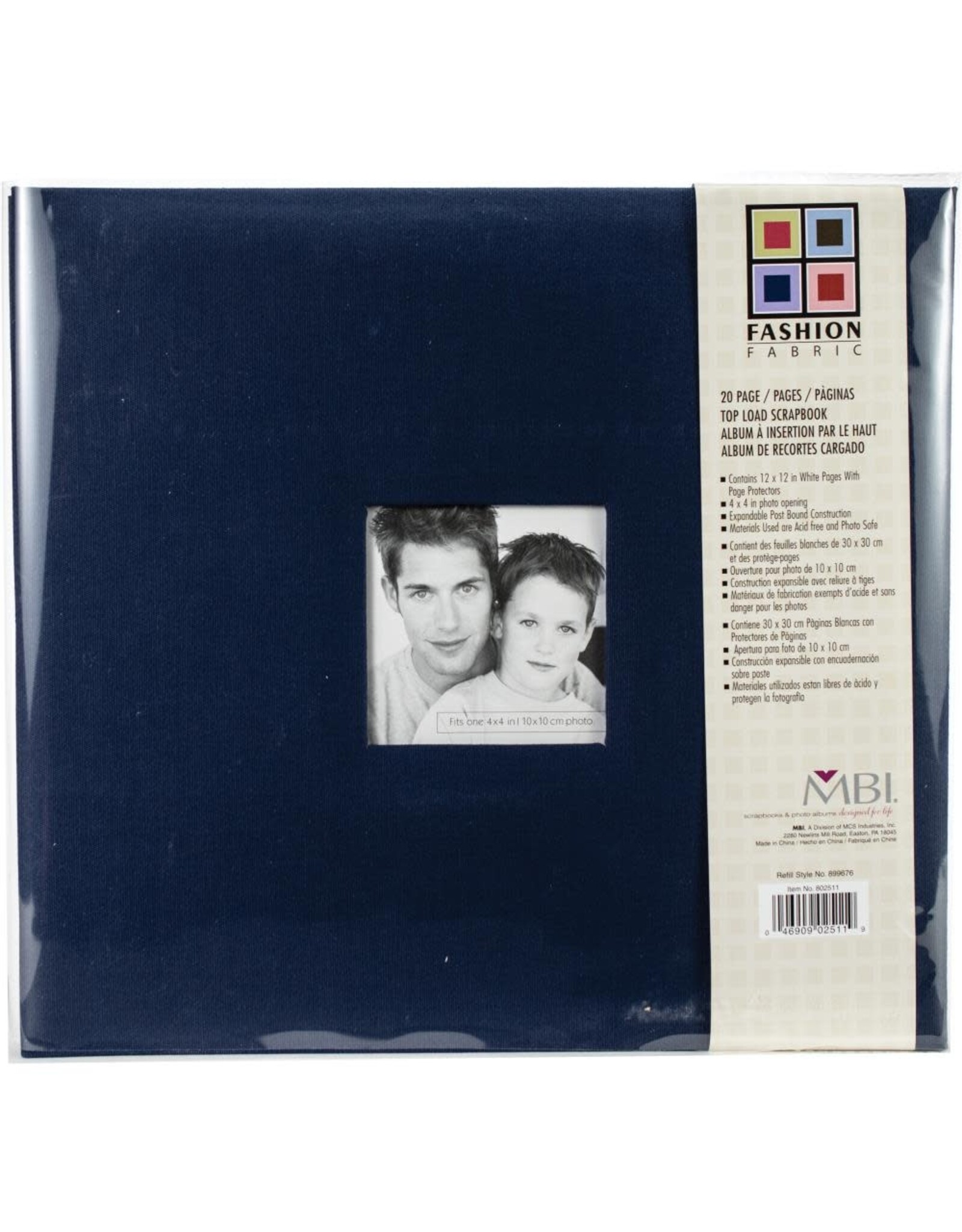 MBI MBI BLUE FASHION FABRIC POST-BOUND 12X12 ALBUM WITH WINDOW
