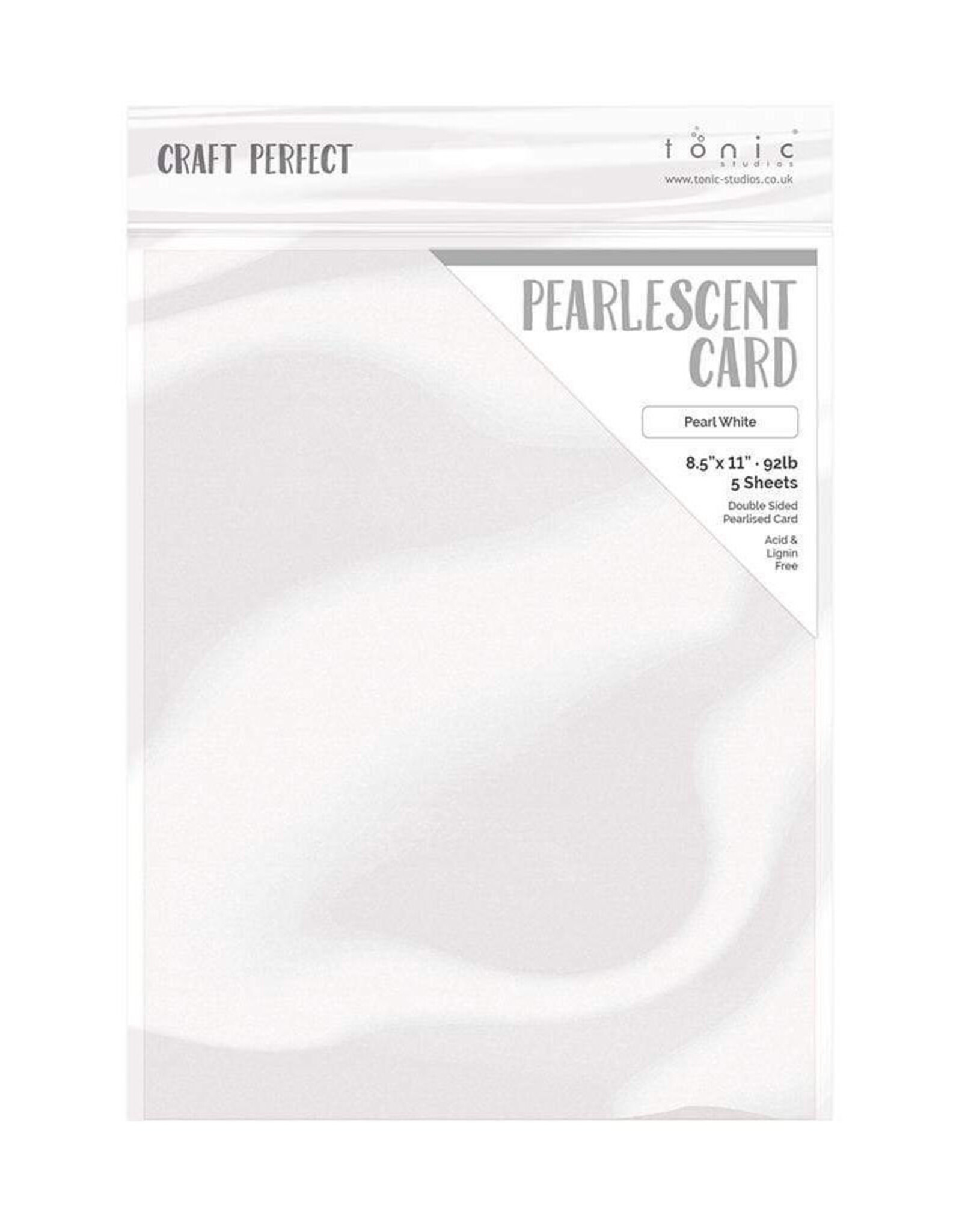 TONIC TONIC STUDIOS PEARLESCENT CARD PEARL WHITE 8.5X11 5PK
