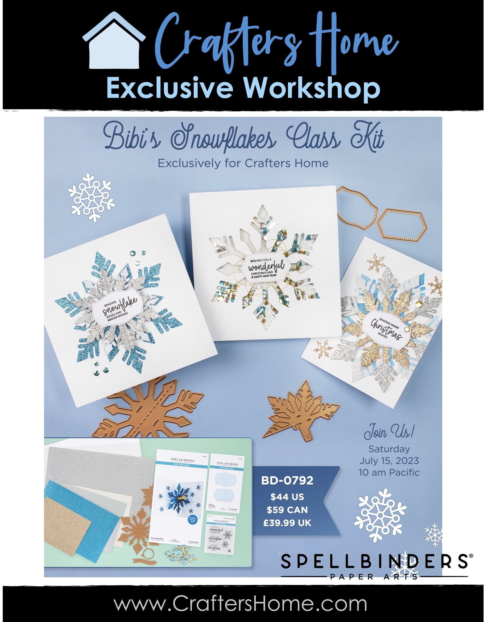 CRAFTERS HOME SPELLBINDERS CRAFTERS HOME BIBI'S SNOWFLAKES ON-LINE CLASS