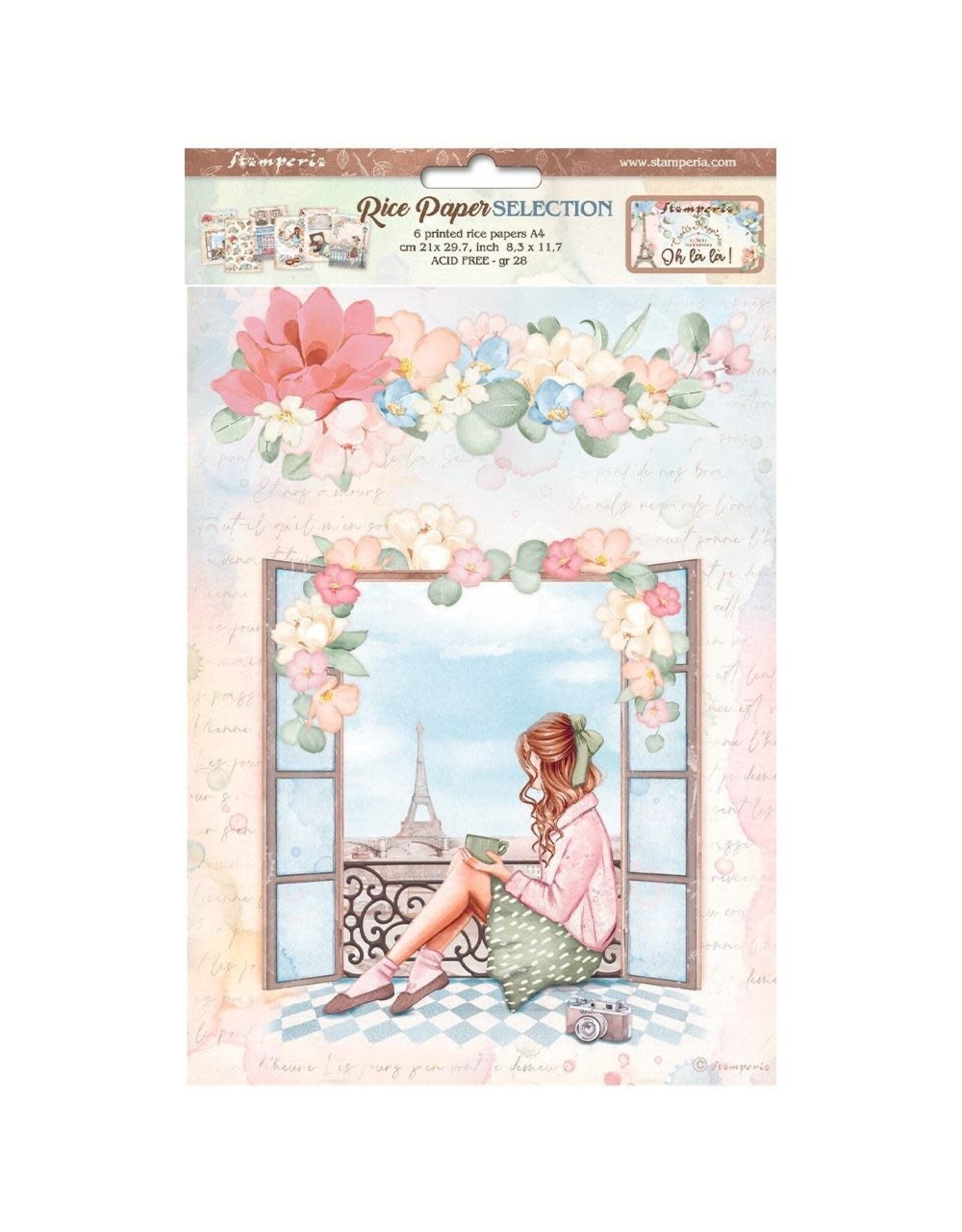 STAMPERIA STAMPERIA VICKY PAPAIOANNOU CREATE HAPPINESS OH LA LA! ASSORTED A4 RICE PAPER DECOUPAGE 21X29.7CM 6/PK