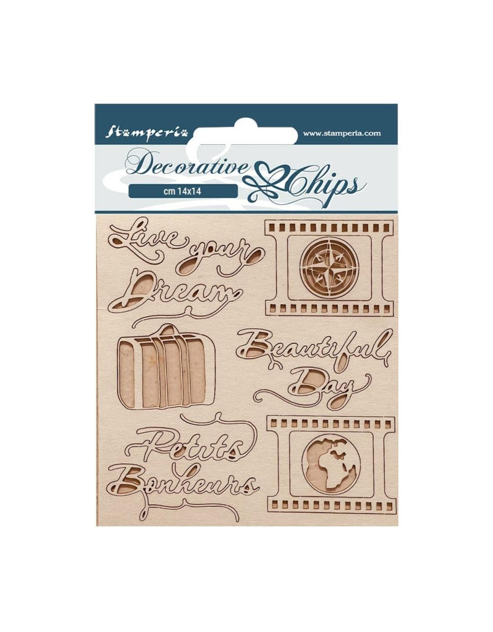 STAMPERIA STAMPERIA VICKY PAPAIOANNOU CREATE HAPPINESS OH LA LA! LIVE YOUR DREAM 5.5x5.5 LARGE DECORATIVE CHIPS