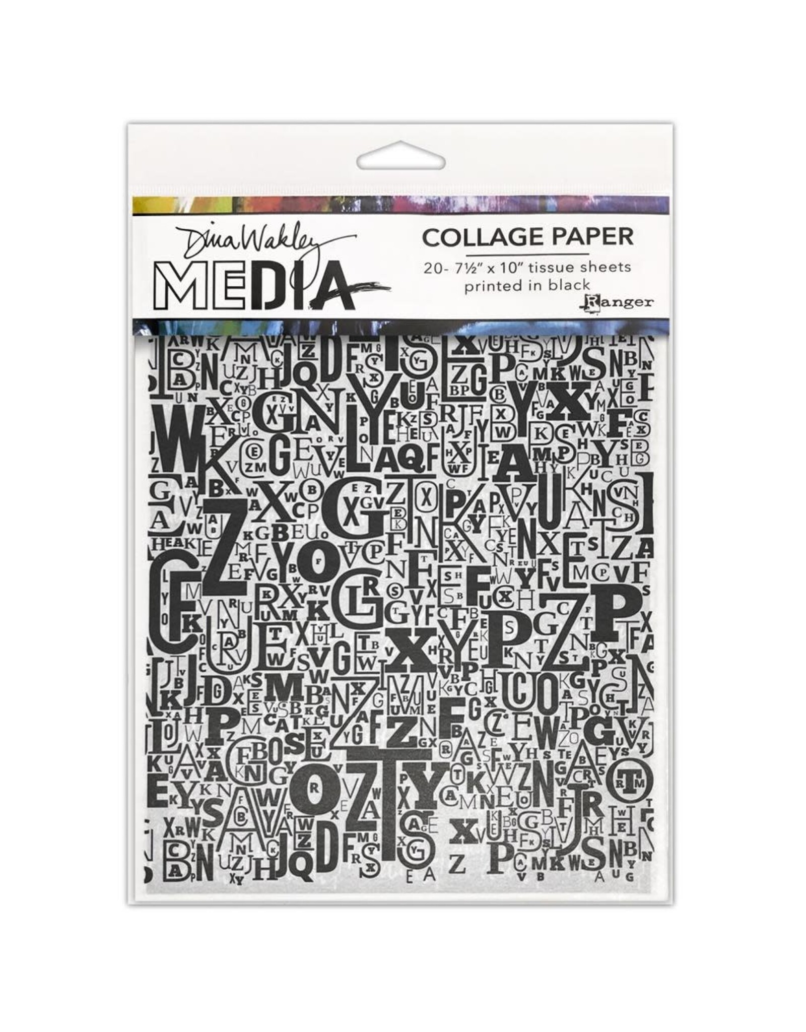 RANGER RANGER DINA WAKLEY MEDIA COLLAGE TISSUE PAPER JUMBLED LETTERS 20PK 7.5X10