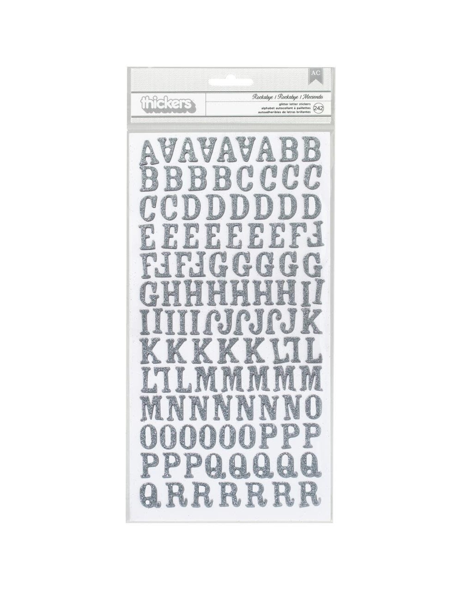 AMERICAN CRAFTS AMERICAN CRAFTS ROCKABY-SILVER GLITTER CHIPBOARD ALPHABET THICKERS