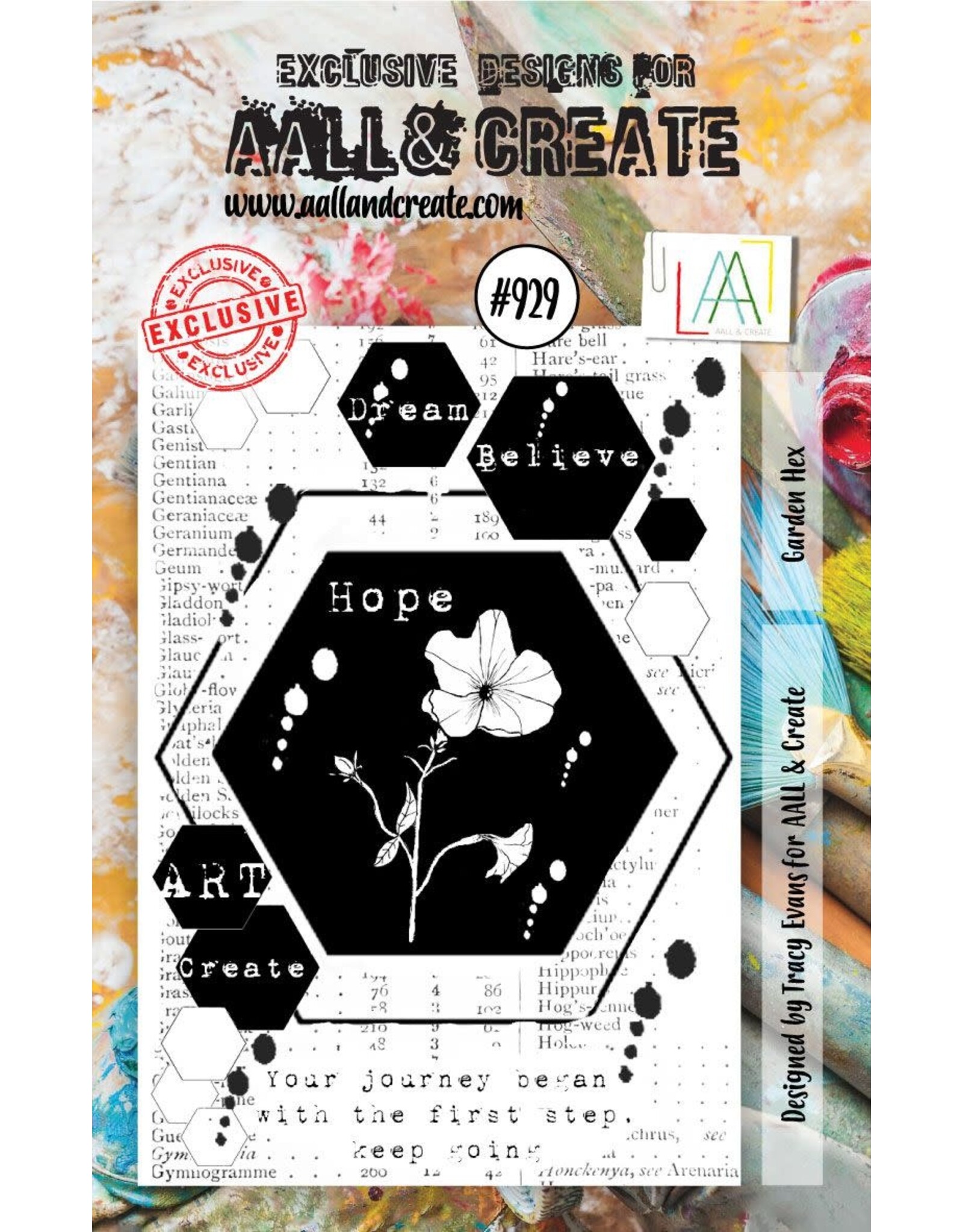 AALL & CREATE AALL & CREATE TRACY EVANS #929 GARDEN HEX A7 ACRYLIC STAMP SET