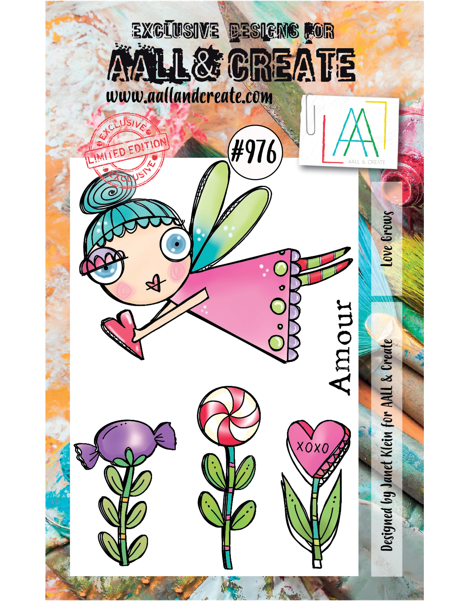AALL & CREATE AALL & CREATE JANET KLEIN #976 LOVE GROWS A7 ACRYLIC STAMP SET