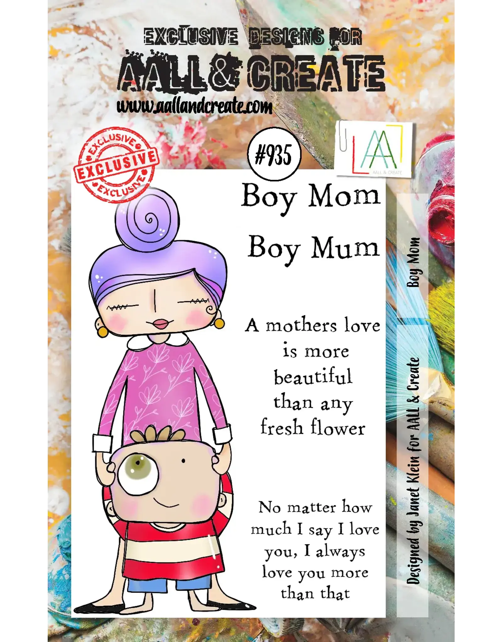 AALL & CREATE AALL & CREATE JANET KLEIN #935 BOY MOM A7 ACRYLIC STAMP SET