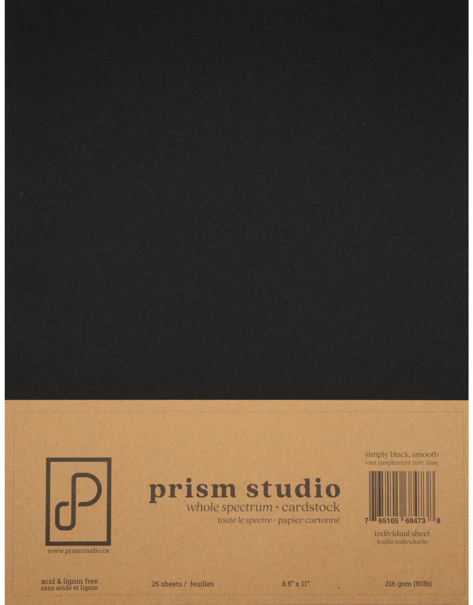 PRISM STUDIO PRISM STUDIO WHOLE SPECTRUM 8.5x11 SMOOTH CARDSTOCK-SIMPLY BLACK 25/PK