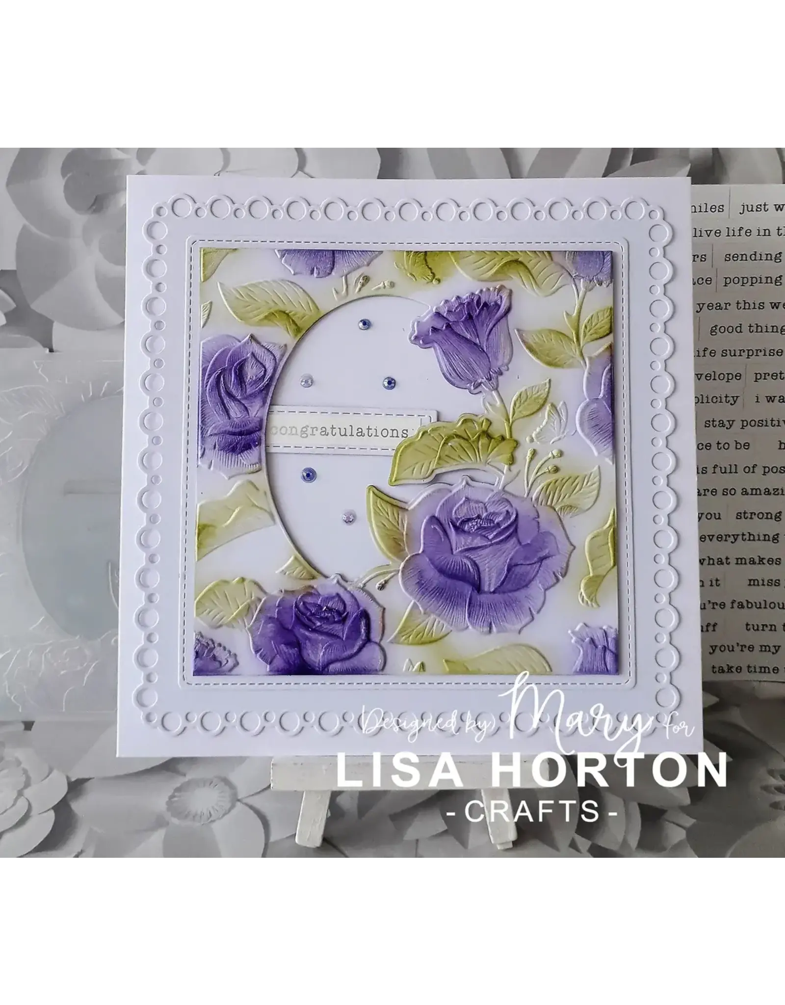 LISA HORTON CRAFTS SHOWER OFROSES 6x6 3D EMBOSSING FOLDER AND DIE