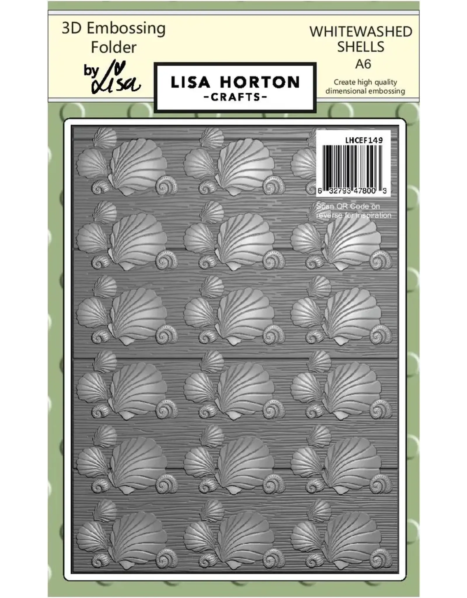 LISA HORTON CRAFTS LISA HORTON CRAFTS WHITEWASHED SHELLS A6 3D EMBOSSING FOLDER