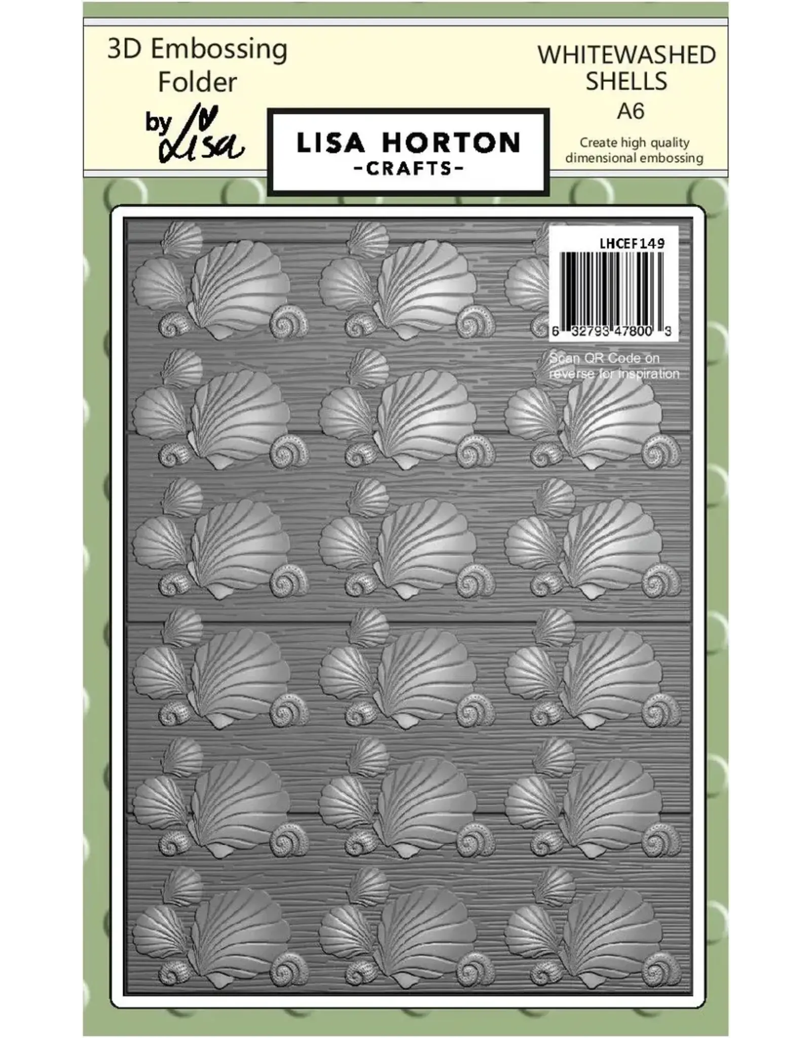 LISA HORTON CRAFTS LISA HORTON WHITEWASHED SHELLS A6 3D EMBOSSING FOLDER