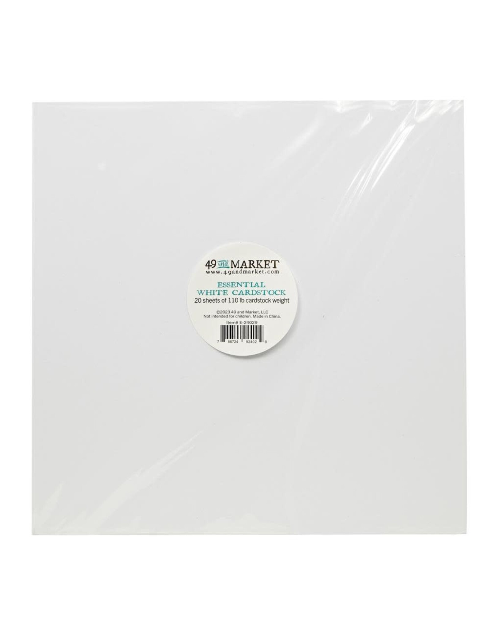 49 AND MARKET 49 AND MARKET ESSENTIAL WHITE 12x12 CARDSTOCK 20/PK