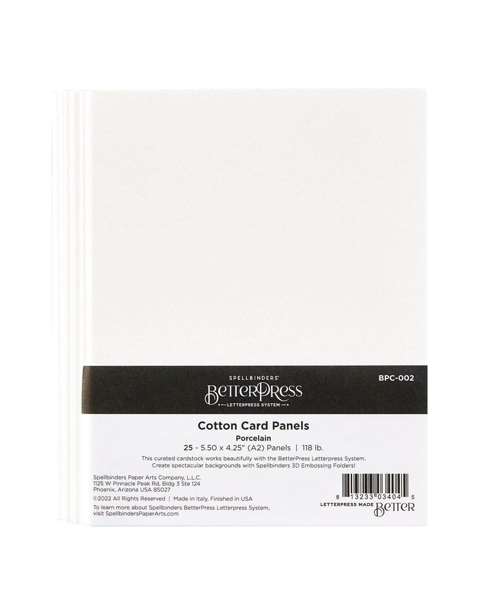 SPELLBINDERS SPELLBINDERS BETTERPRESS 5.5x4.25 (A2) PORCELAIN COTTON CARD PANELS 25/PK