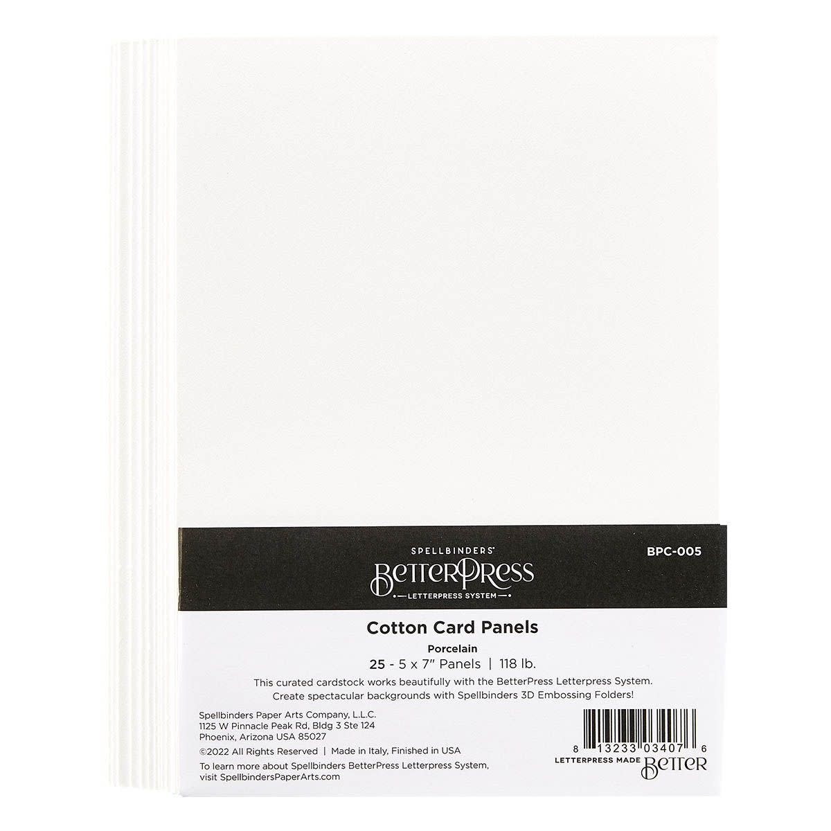 SPELLBINDERS SPELLBINDERS BETTERPRESS 5x7 PORCELAIN COTTON CARD PANELS 25/PK