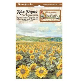 STAMPERIA STAMPERIA SUNFLOWER ART ASSORTED A6 RICE PAPER DECOUPAGE BACKGROUNDS 10.5X14.8CM 8/PK
