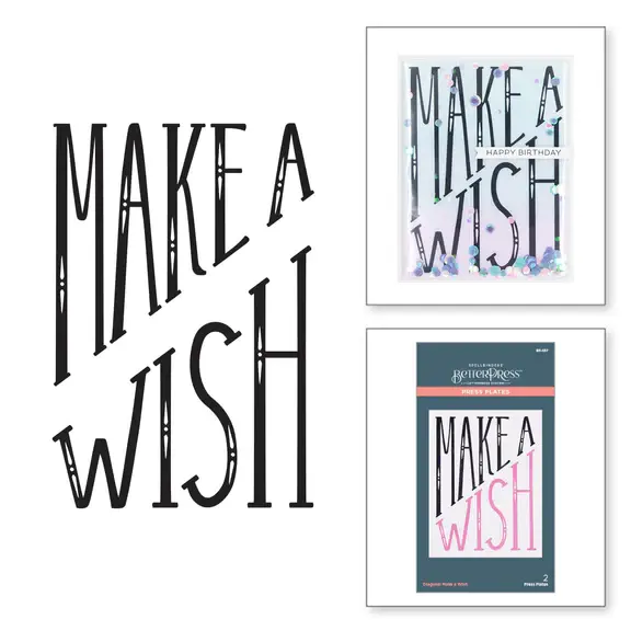 SPELLBINDERS SPELLBINDERS BETTERPRESS DIAGONAL MAKE A WISH PRESS PLATE