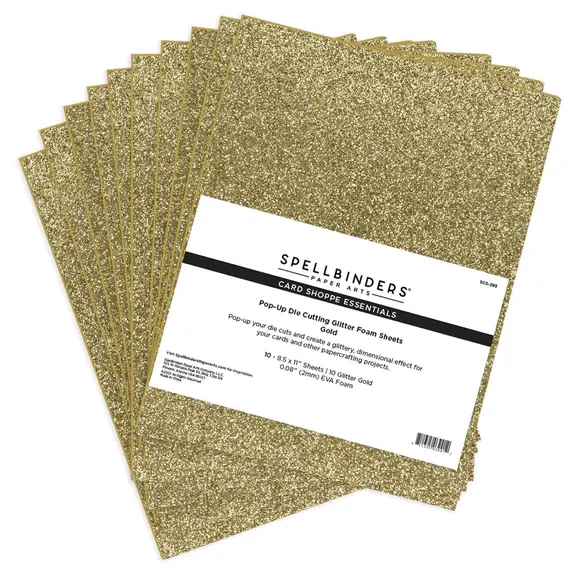 SPELLBINDERS SPELLBINDERS CARD SHOPPE ESSENTIALS POP-UP DIE CUTTING GOLD GLITTER FOAM SHEETS