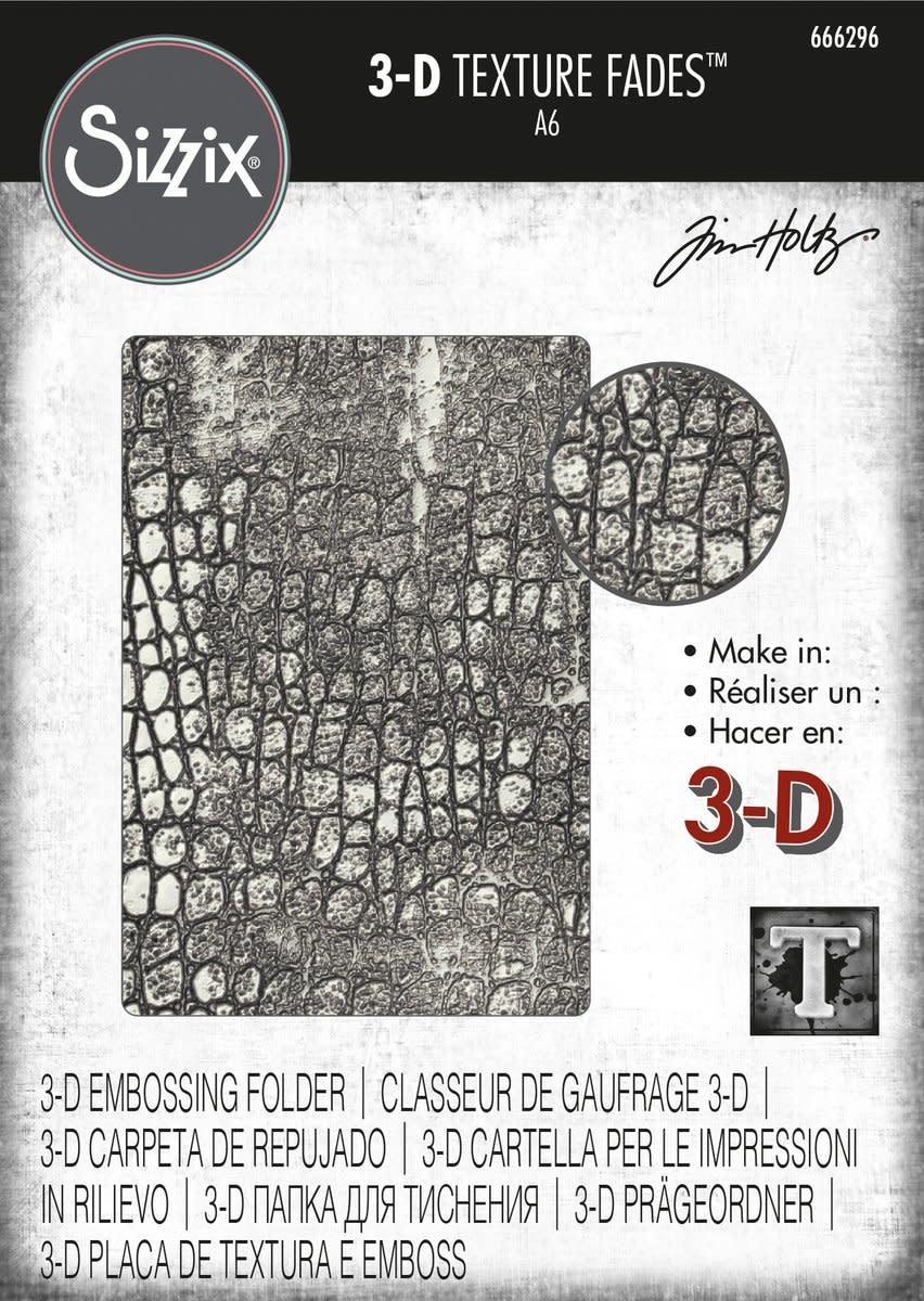 SIZZIX SIZZIX TIM HOLTZ 3D TEXTURE FADES REPTILE A6 EMBOSSING FOLDER