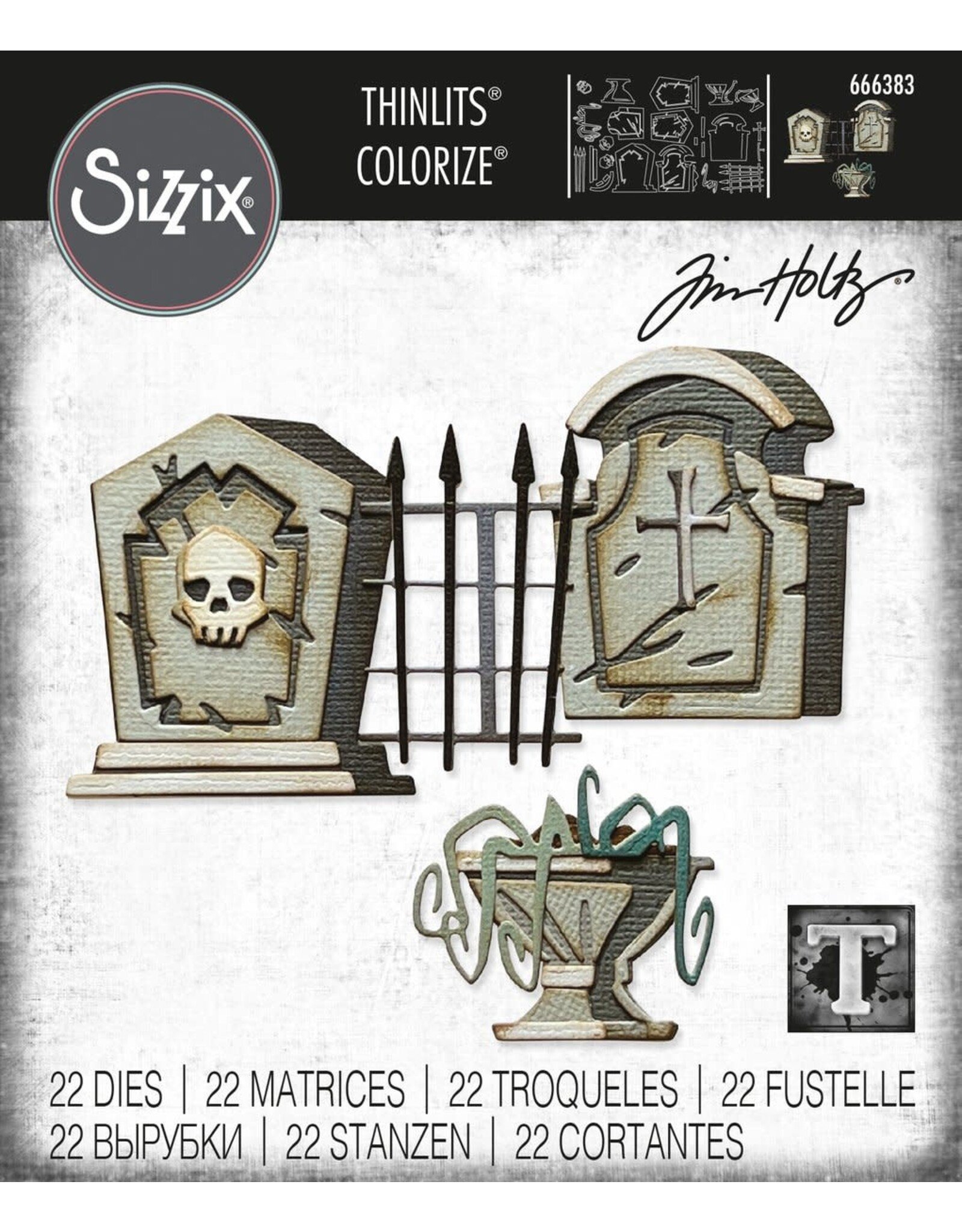 SIZZIX SIZZIX TIM HOLTZ THINLITS GRAVEYARD COLORIZE DIE SET