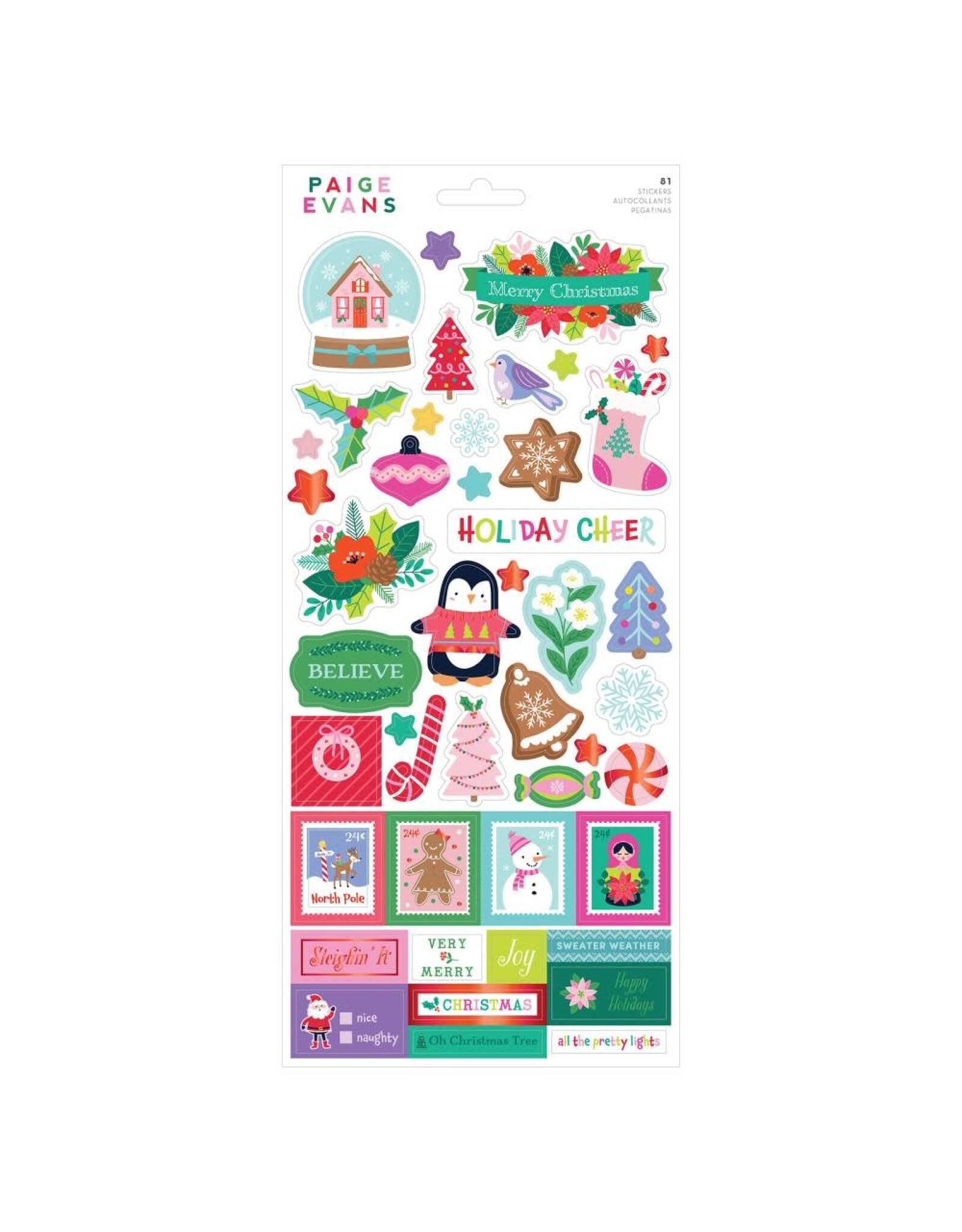 AMERICAN CRAFTS AMERICAN CRAFTS PAIGE EVANS SUGARPLUM WISHES WITH RED FOIL 6x12 CARDSTOCK STICKERS
