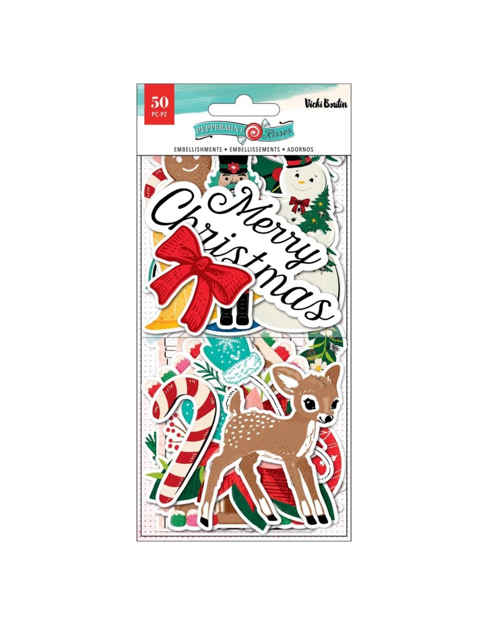 AMERICAN CRAFTS VICKI BOUTIN PEPPERMINT KISSES ICONS EPHEMERA DIE CUTS